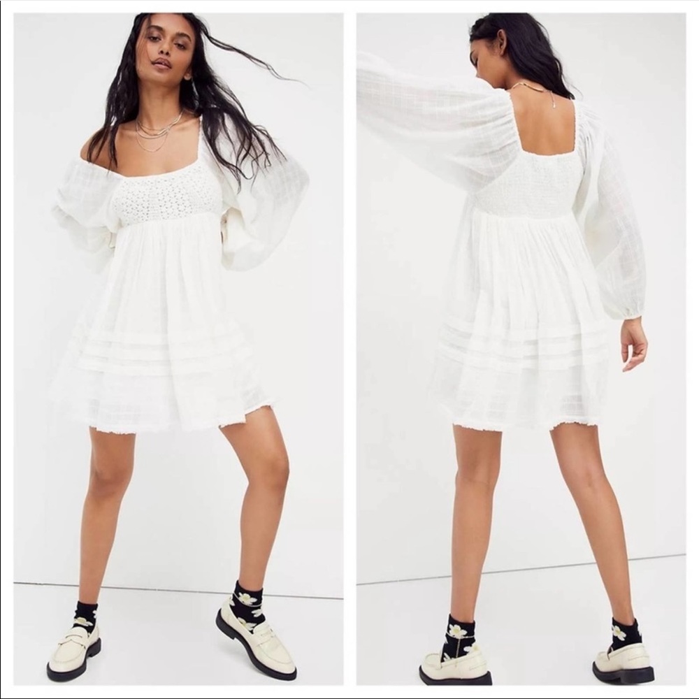 Free People White Long Sleeve Dress
